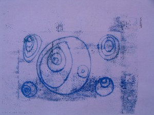 Blue Ovals Print by Lauren McKinley Renzetti