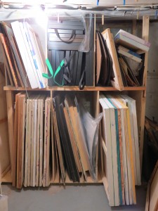 racks of paintings by Lauren McKinley Renzetti