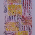 Yellow Squares Monoprint by Lauren McKinley Renzetti