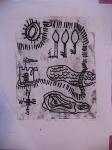 Map -Ying Yang Monoprint by Lauren McKinley Renzetti