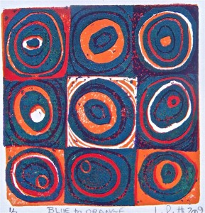 Blue to Orange, softoleum reduction by Lauren McKinley Renzetti