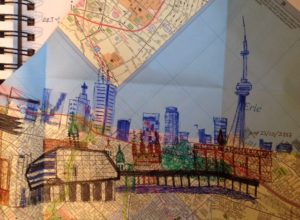 city scene on map by lauren renzetti