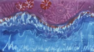 Night Sky in Red - card by Lauren McKinley Renzetti