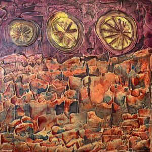 clumps of grass acrylic and gel on canvas by Lauren McKinley Renzetti