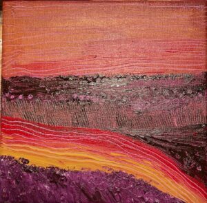 curls & hills acrylic on canvas by Lauren McKinley Renzetti