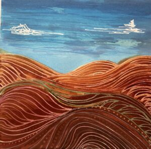 farm land furrows 1 watercolour by Lauren McKinley Renzetti