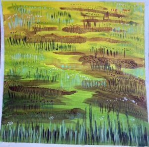 grass choirs , acrylic on paper by Lauren McKinley Renzetti
