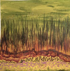 grass expanse 1 acrylic paper by Lauren McKinley Renzetti