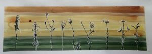 morning prayers 1 , watercolour 6 x 16 by Lauren McKinley Renzetti