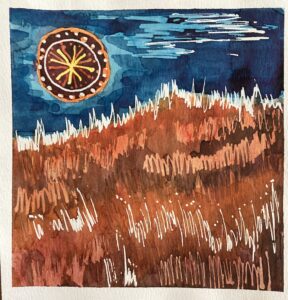 star wheel turns watercolour small by Lauren McKinley Renzetti