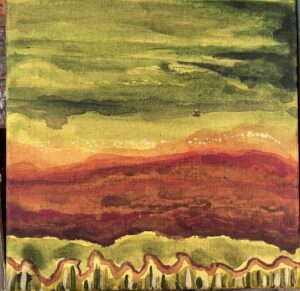 sunset expanse rythmns in grass acrylic on canvas by Lauren McKinley Renzetti