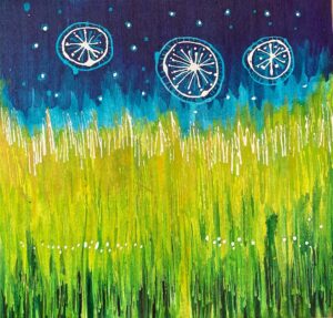 twinkling night meadow on boardby Lauren McKinley Renzetti