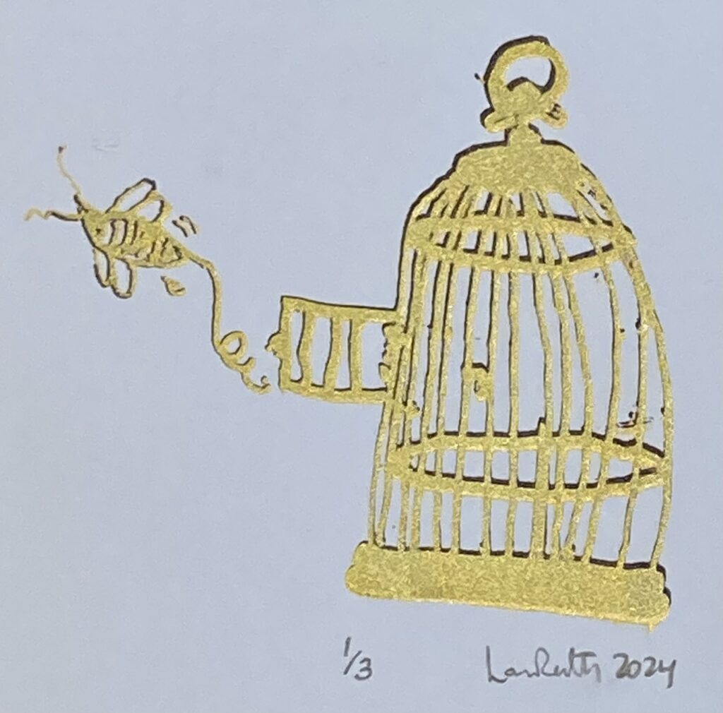 Bee free by lauren mckinley renzetti , silkscreen 2024