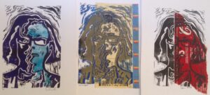 Warhol Me 2017 lino on collage, by lauren mckinley renzetti