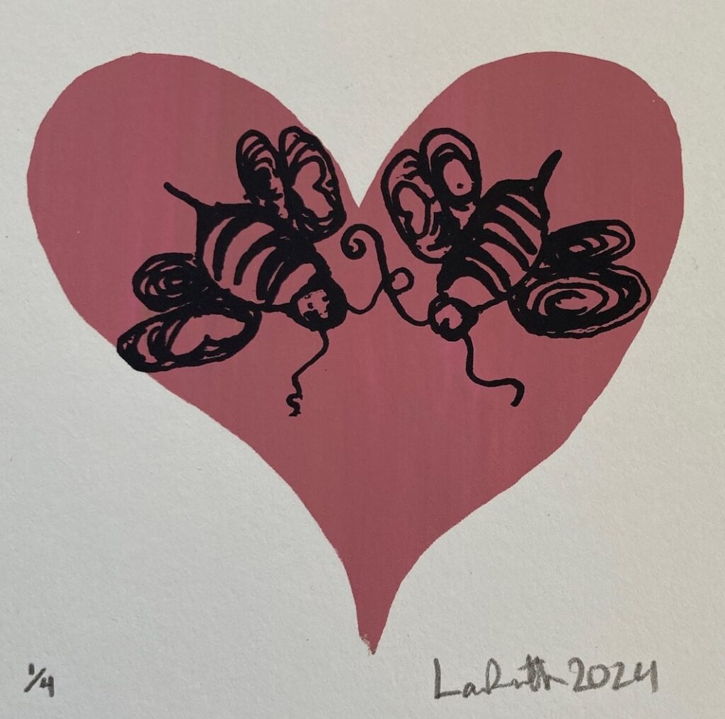 Bee in Love by lauren mckinley renzetti , silkscreen 2024