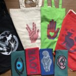 hand printed bags and pencil cases by lauren mckinley renzetti