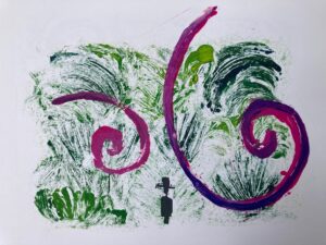 be present, monoprint by lauren mckinley renzetti 2024