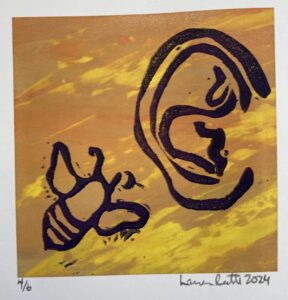 Bee hear(d) by lauren mckinley renzetti , silkscreen and lino 2024