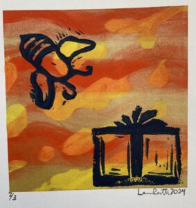 Bee present II by lauren mckinley renzetti , silkscreen and lino 2024