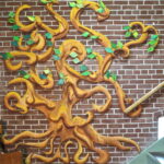 capital campaign tree for NUUC8'x10' wood carved and stained, leaves made by congregation 2015-2016 made by lauren renzetti