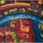 hailey's comet over atlantis in africa 2020 acrylic  by lauren mckinley renzetti 