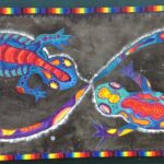 Infinity Salamander painting 4’x 5’ in acrylic, 100 + participants, Unicamp, Honeywood design by lauren renzetti 2018