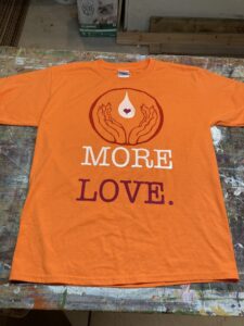 more love tshirt orange silkscreen by lauren renzetti 2024