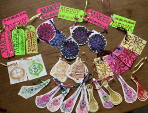 hand printed ornaments by lauren mckinley renzetti