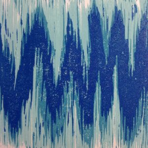 water waves 2, lino reduction lauren mckinley renzetti