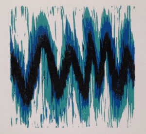 water waves 2, lino reduction lauren mckinley renzetti