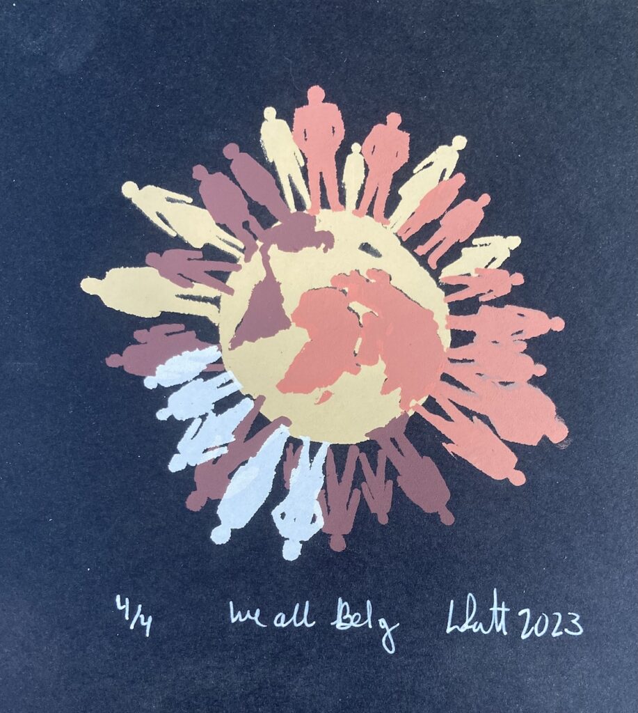 we all belong 1 ,2023 silkscreen  by lauren mckinley renzetti 