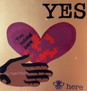 YES YOUR BELONG - GOLD silkscreen on painted wood lauren mckinley renzetti 2024