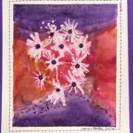 Asters, watercolour, beads by Lauren McKInley Renzetti