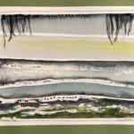 Morning Fog watercolour , beads thread by Lauren McKinley Renzetti