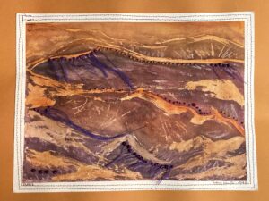 Dunes, watercolour, beads, thread by Lauren McKInley Renzetti
