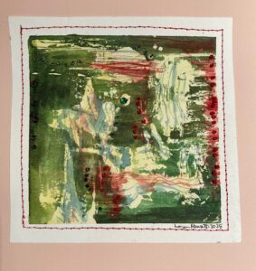 Swamp Water, watercolour, beads by Lauren McKinley Renzetti