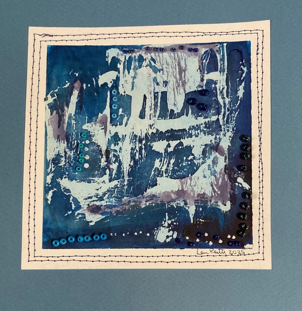 Water Cycle II, watercolour, beads by Lauren McKinley Renzetti